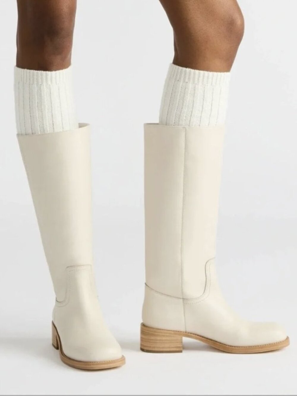 Steve Madden Riggs campus boots cream white leather low heel